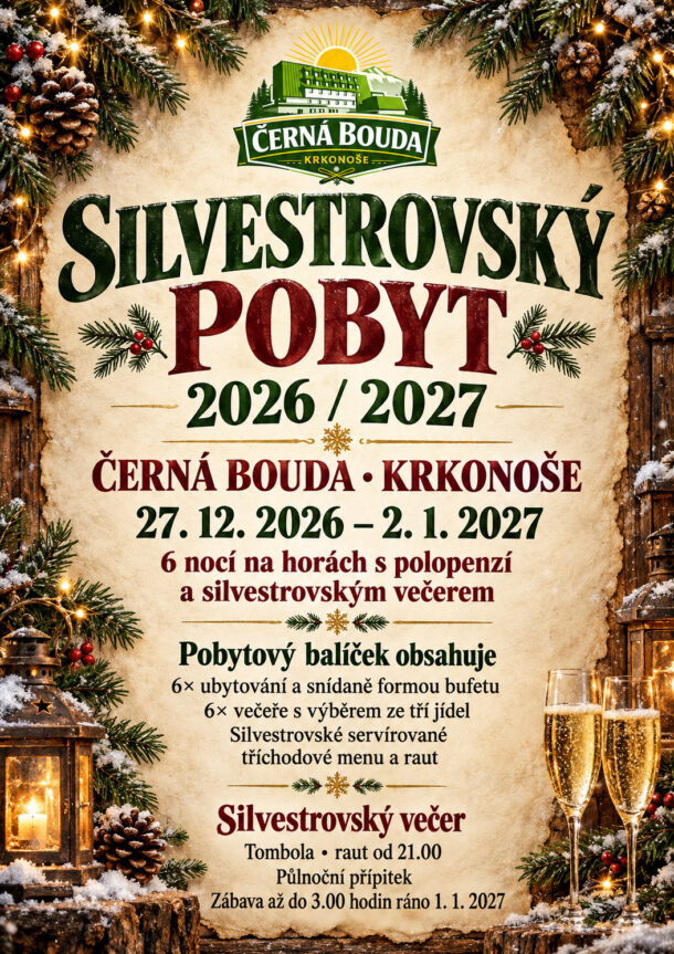 Volné pokoje pro silvestrovský pobyt 2027 v Krkonoších